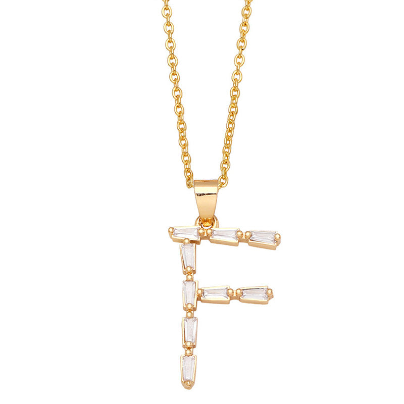 Venta al por Mayor Collar Cobre en Oro 18K Letras Zirconias OLY-NE-AS011